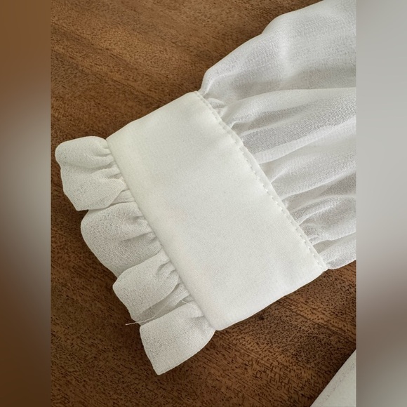 NWT Patachou Designer White Chiffon Lace Tulle Puff Sleeve Baptism Wedding Dress - Picture 7 of 16